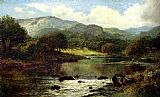 Benjamin Williams Leader Famous Paintings - A Wooded River Landscape
